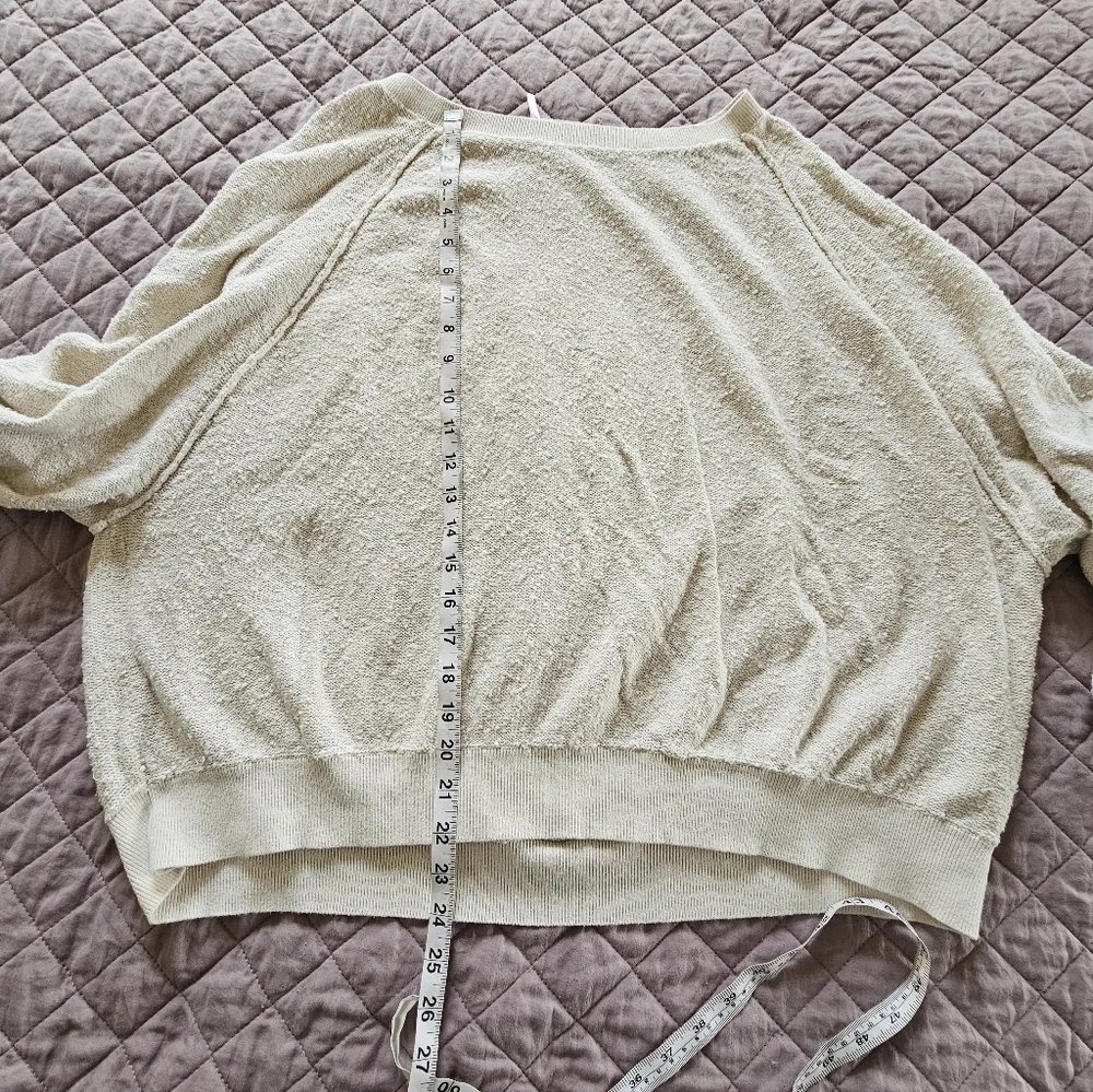 Free People Found My Friend Cotton Textured Cream Pullover Sweater Sz M - Picture 4 of 9